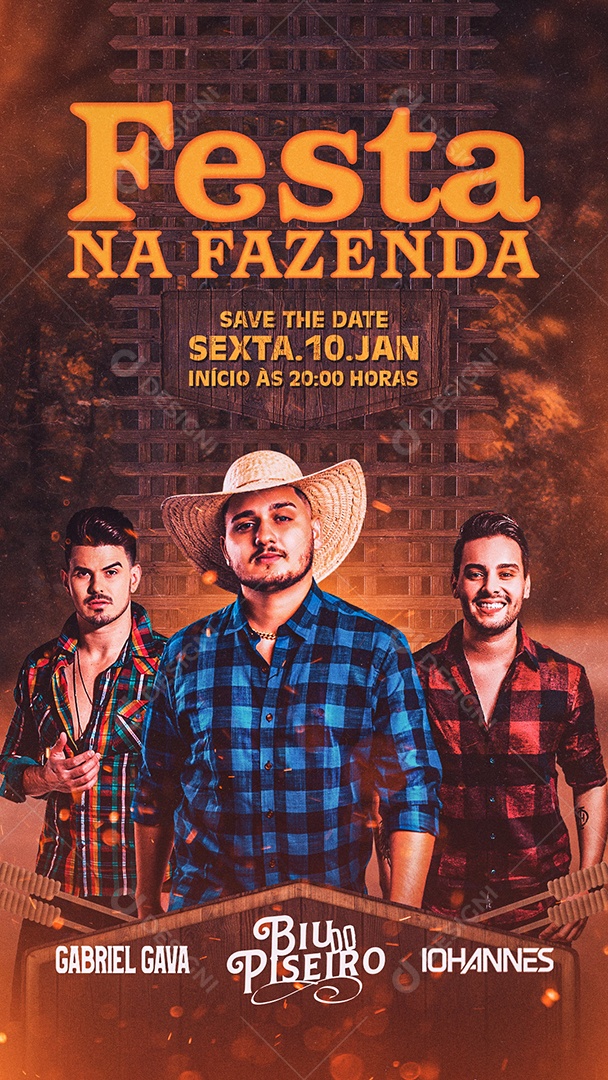 Story Festa na Fazenda Piseiro Gabriel Gava Biu do Piseiro Iohannes Flyer Social Media PSD Editável