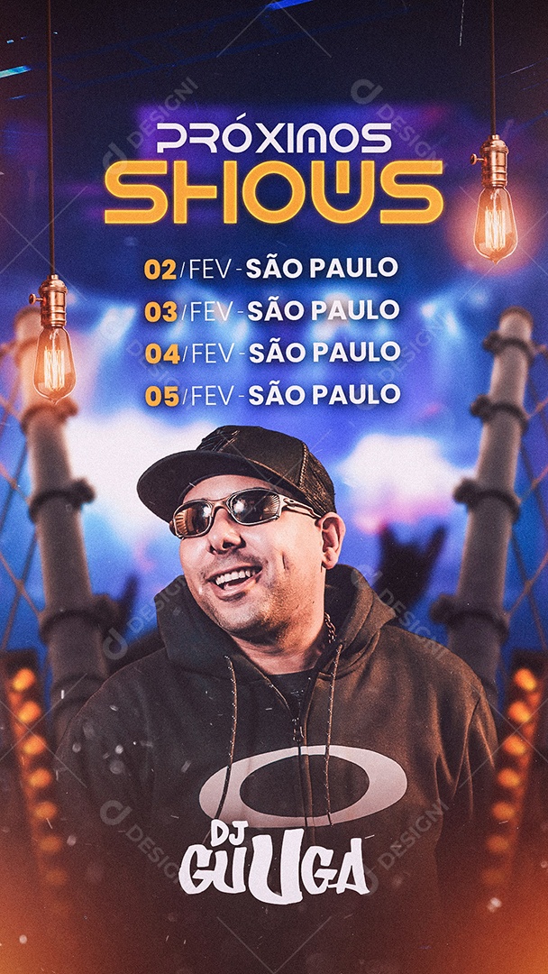 Story Próximos Shows Dj Guuga Flyer Social Media PSD Editável