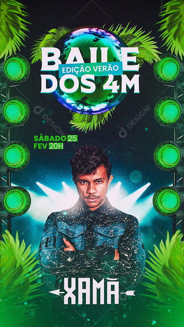 Story Baile Edição Verão Dos 4 M Xamã Flyer Social Media PSD Editável