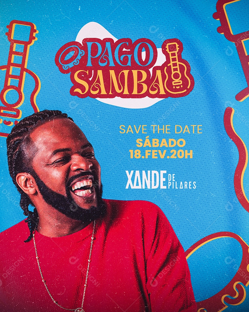 Pago Samba Xande de Pilares Flyer Social Media PSD Editável