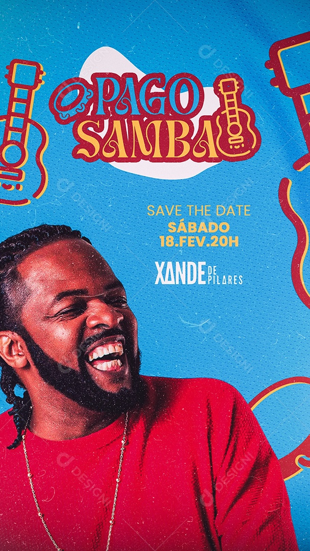 Story Pago Samba Xande de Pilares Flyer Social Media PSD Editável