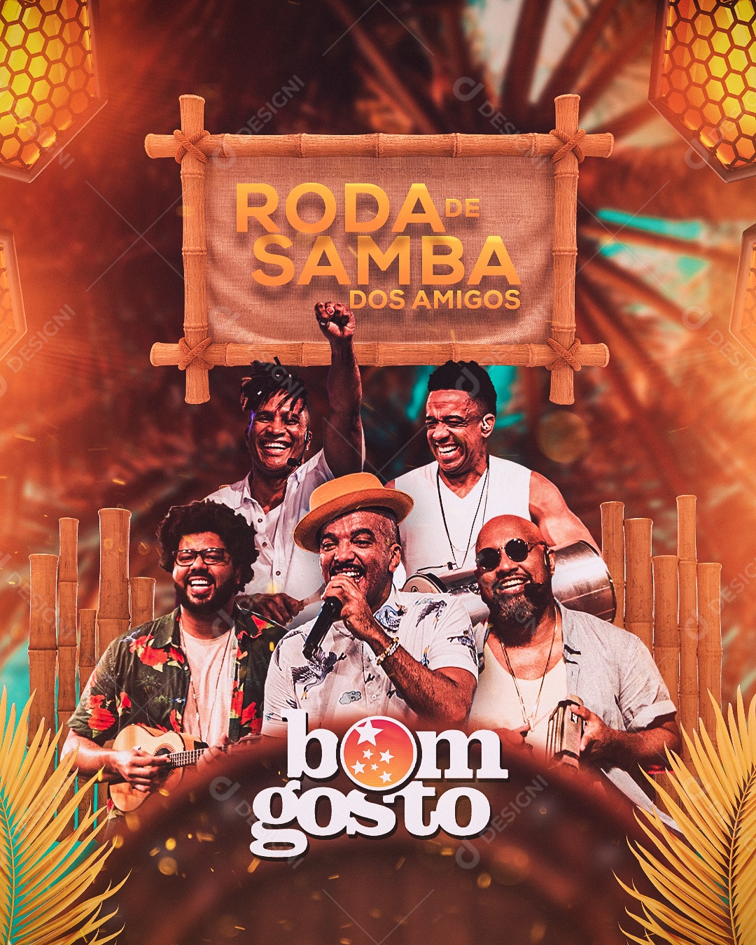 Roda de Samba dos Amigos Bom Gosto Flyer Social Media PSD Editável