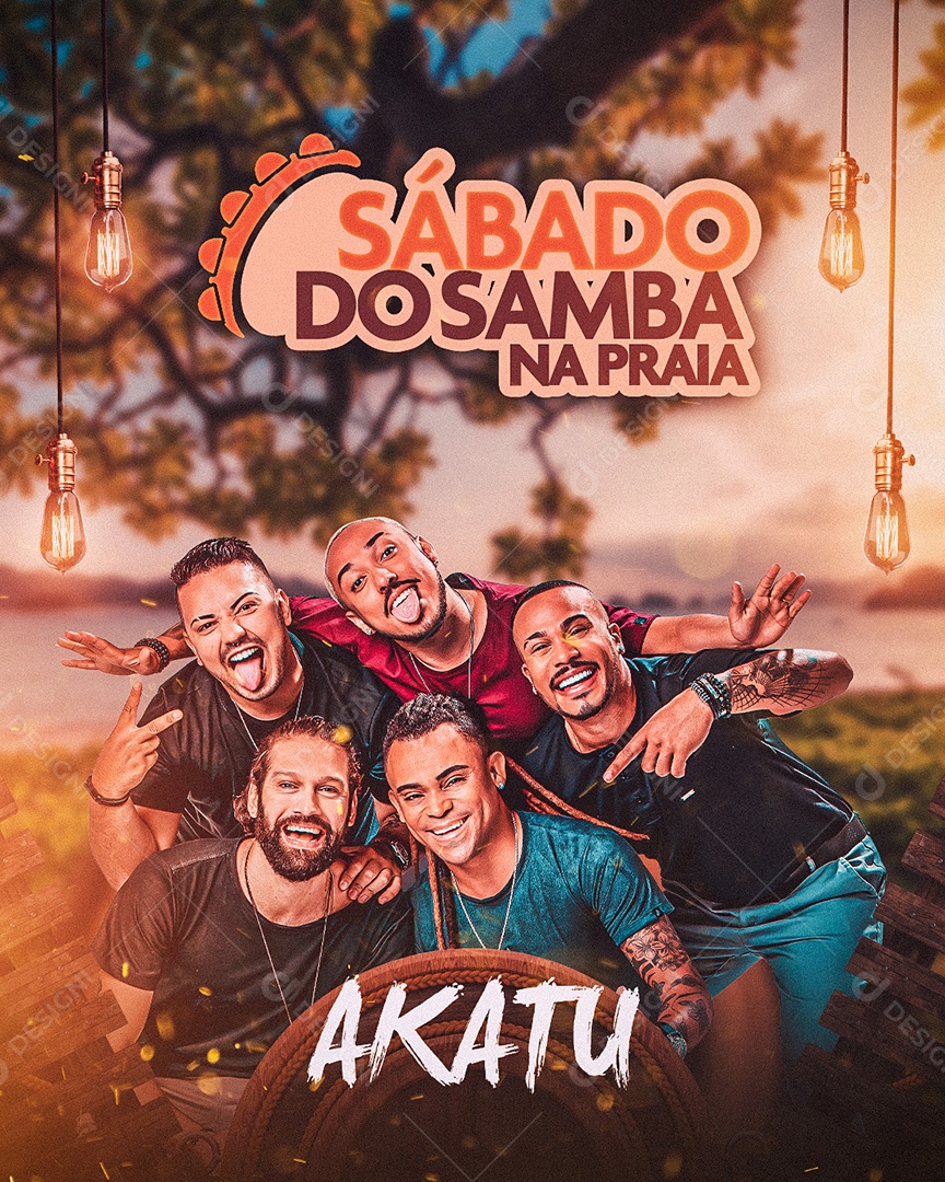 Sábado do Samba na Praia Flyer Akatu Social Media PSD Editável