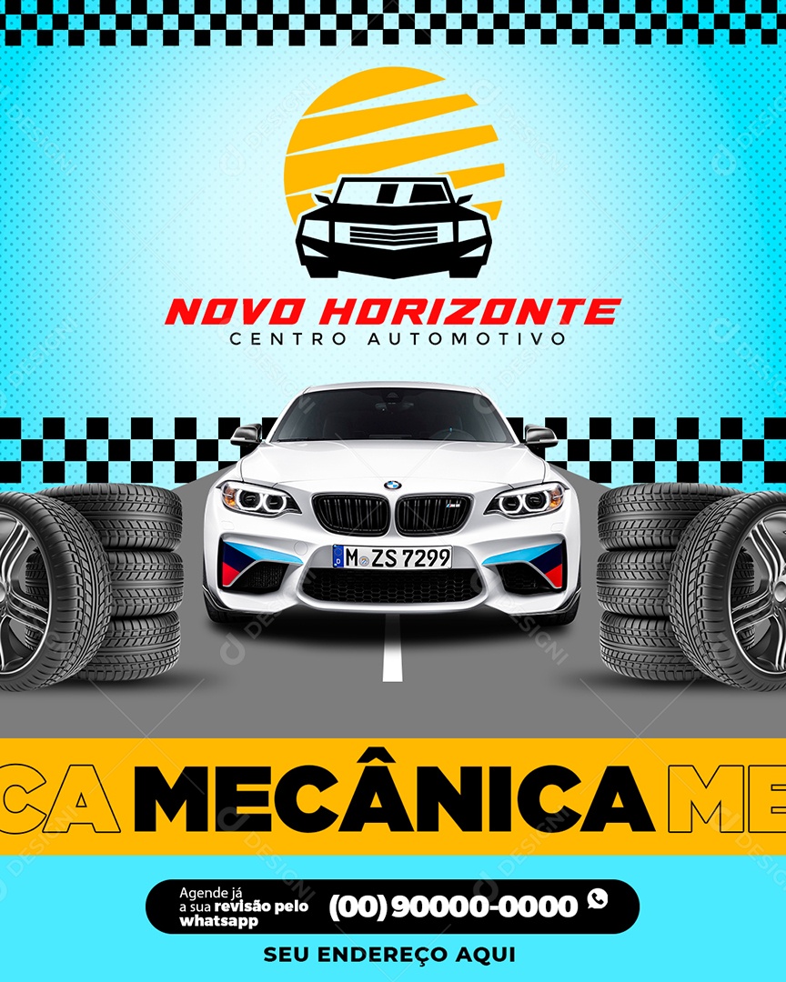 Novo Horizonte Centro Automotivo Mecânica Social Media PSD Editável