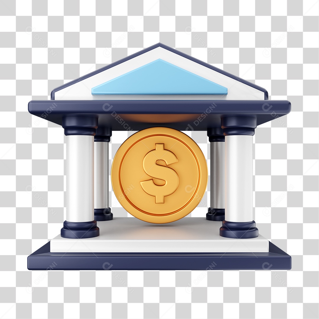 Casa da Moeda Dólar Elemento 3D para Composição PNG Transparente