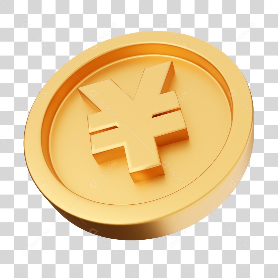 Moeda Ienes Elemento 3D para Composição PNG Transparente