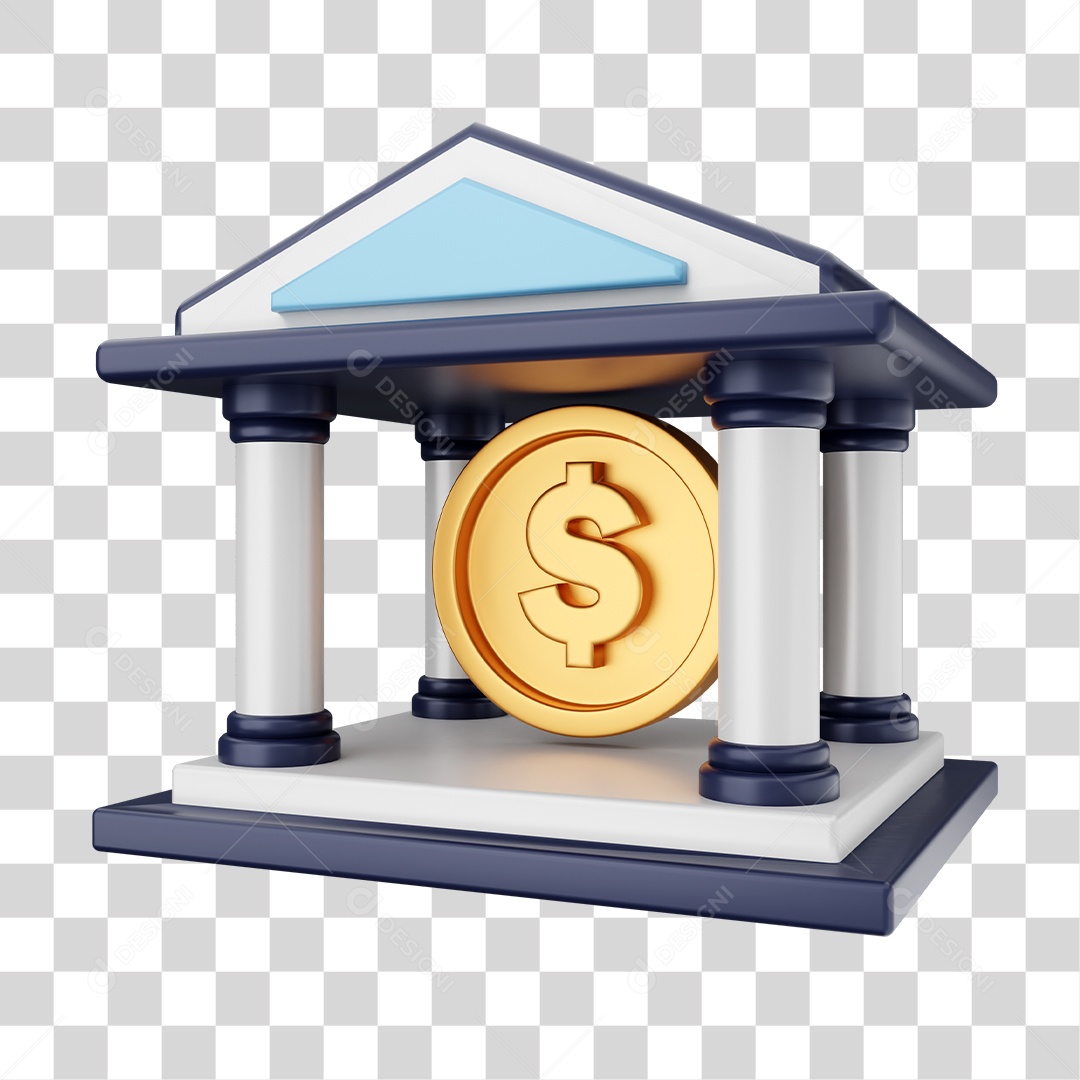 Casa da Moeda Dólar Elemento 3D para Composição PNG Transparente