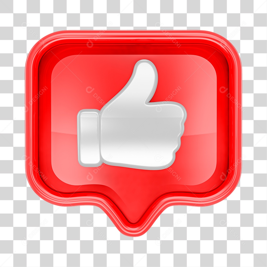 Like de Rede Social Elemento 3D para Composição PNG Transparente