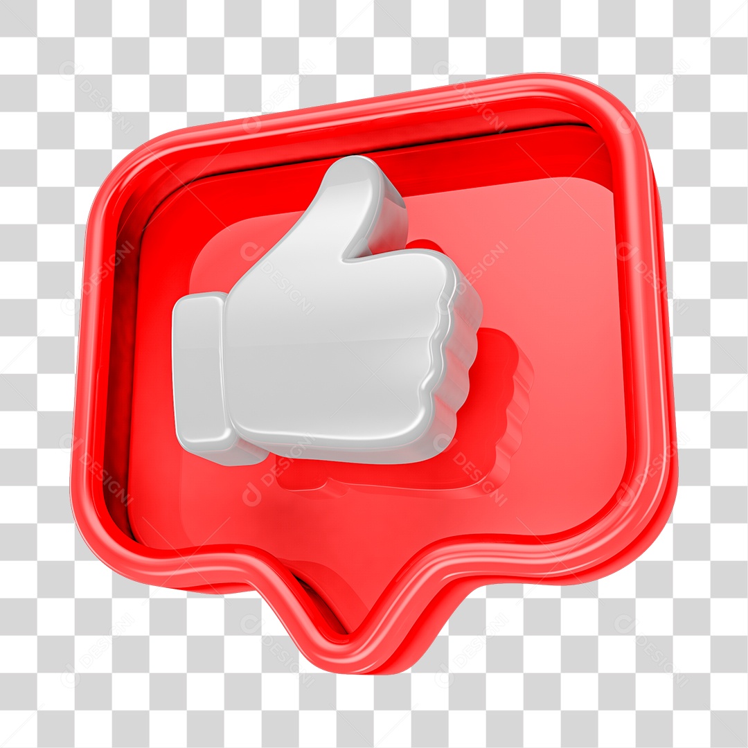 Like de Rede Social Elemento 3D para Composição PNG Transparente