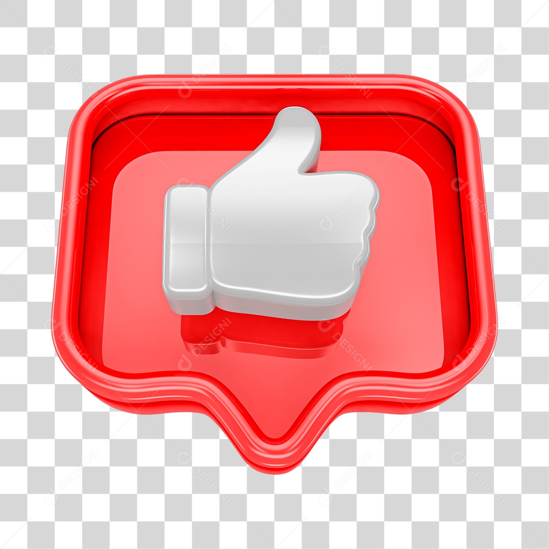 Like de Rede Social Elemento 3D para Composição PNG Transparente