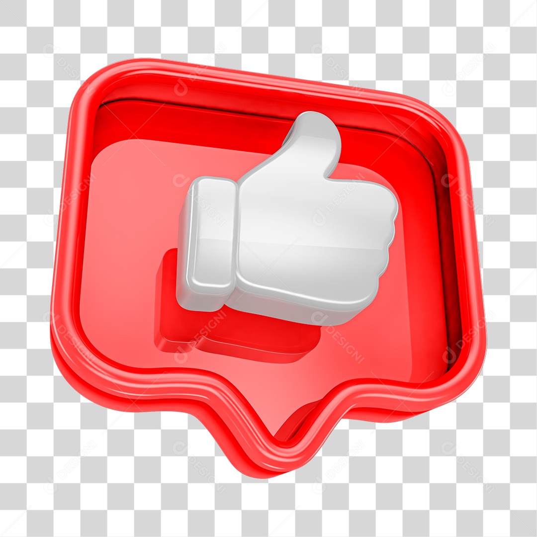 Like de Rede Social Elemento 3D para Composição PNG Transparente