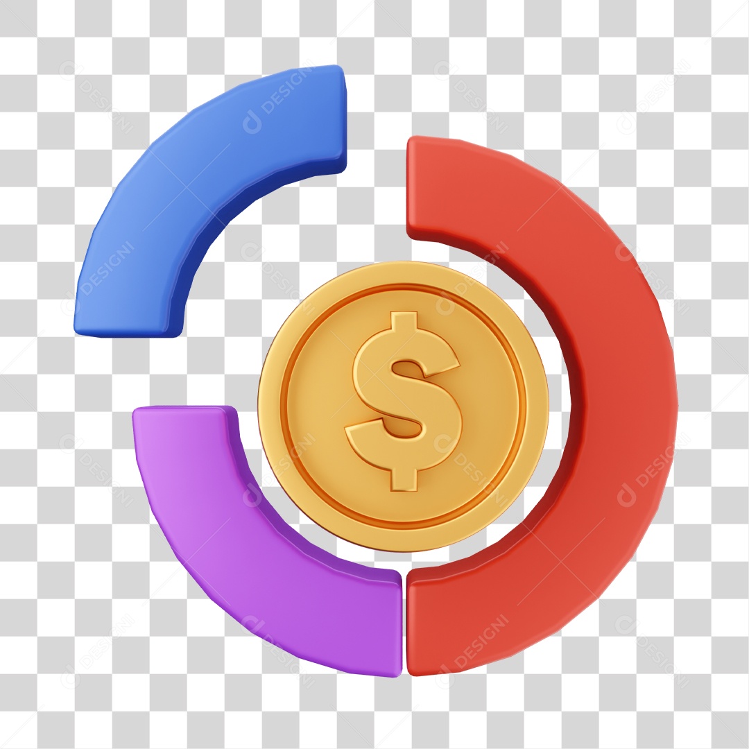 Moeda e Fragmentos Elemento 3D para Composição PNG Transparente