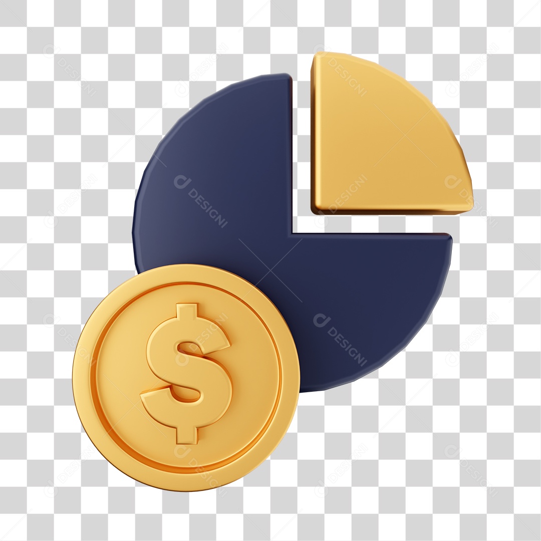 Moeda e Gráfico Elemento 3D PNG Transparente