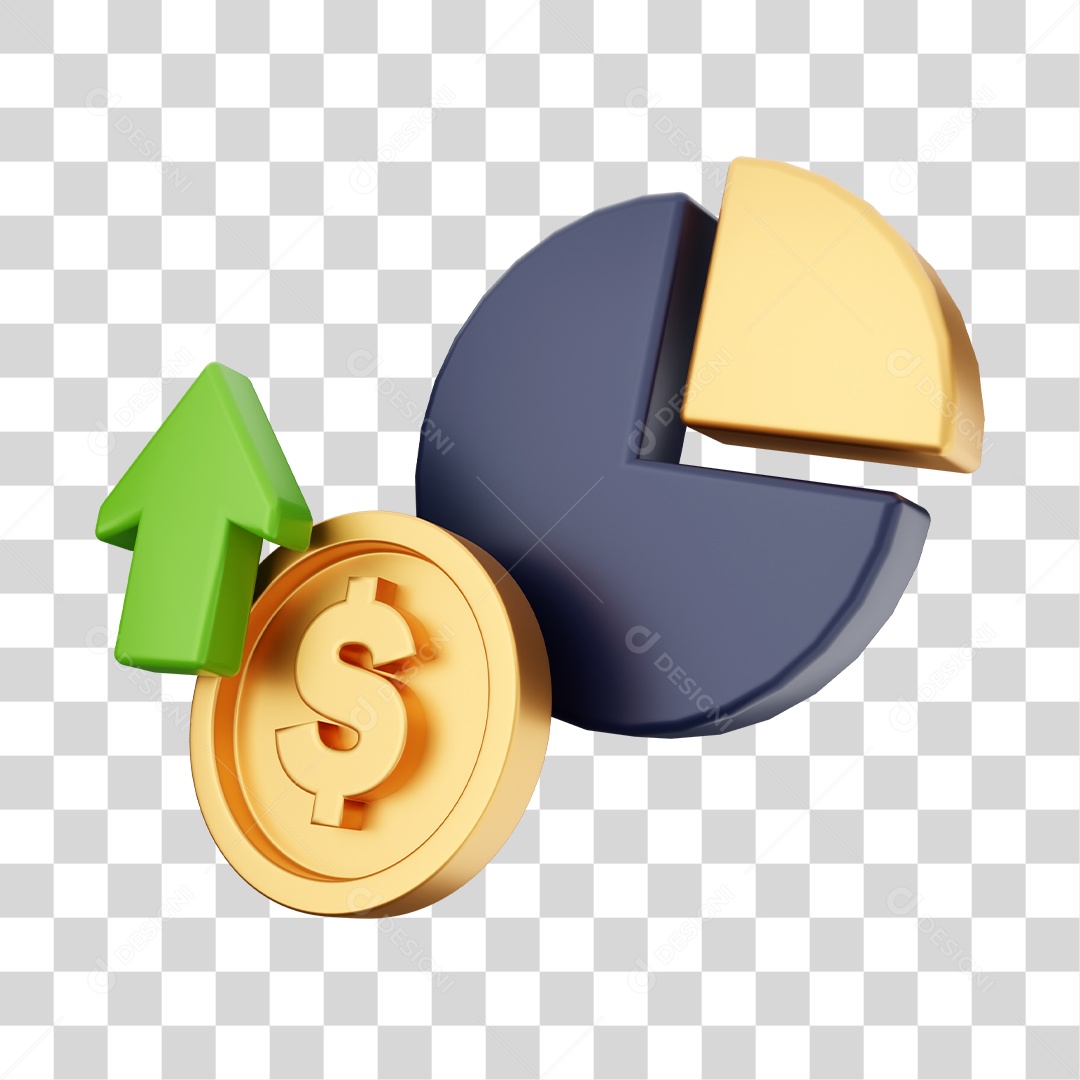 Moeda Gráfico e Sinal de Compras Elemento 3D PNG Transparente