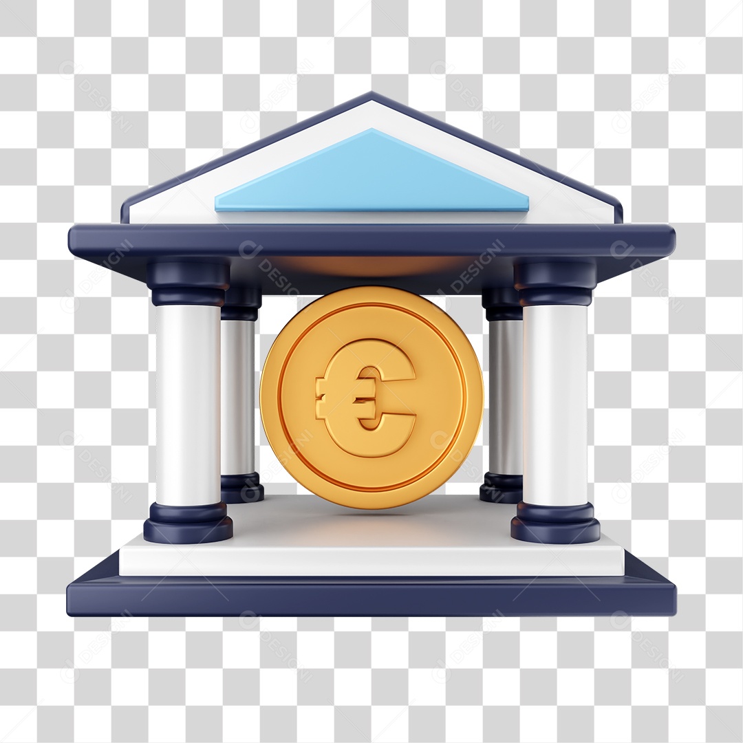 Casa da Moeda Euro Elemento 3D para Composição PNG Transparente