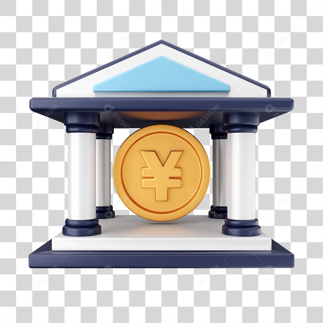 Casa da Moeda Ienes Elemento 3D para Composição PNG Transparente