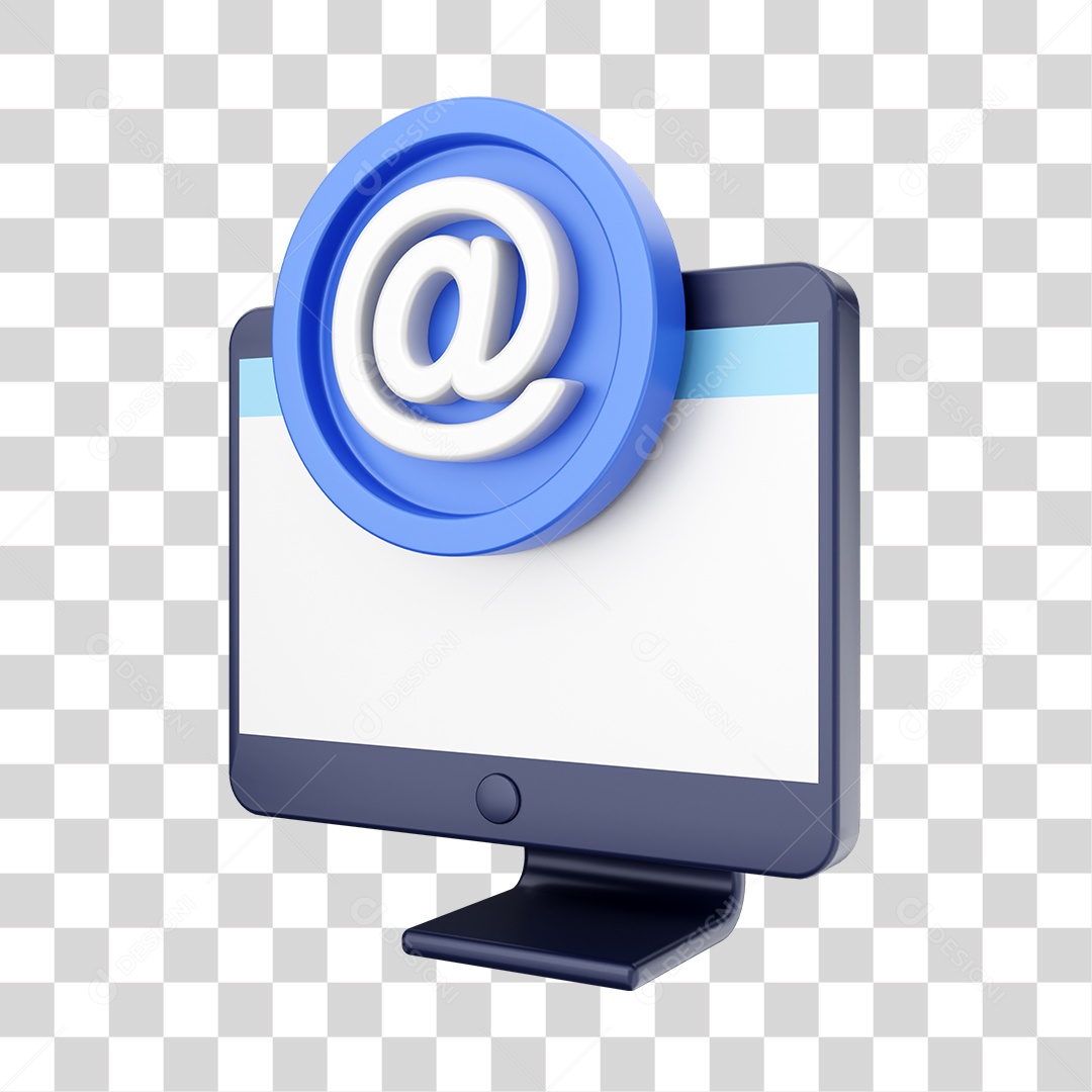 Função de Computador @ de Email Elemento 3D para Composição PNG Transparente