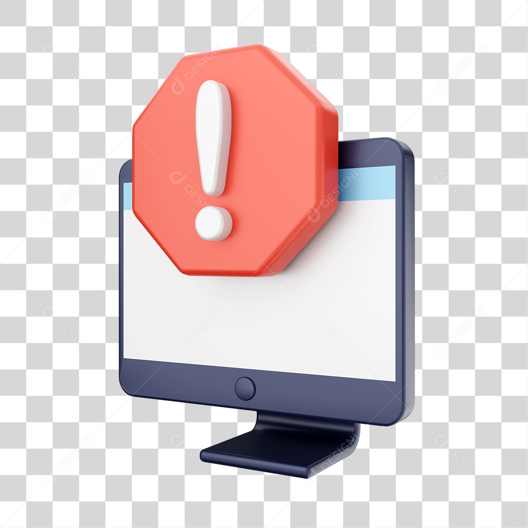 Função de Computador Alerta Elemento 3D para Composição PNG Transparente