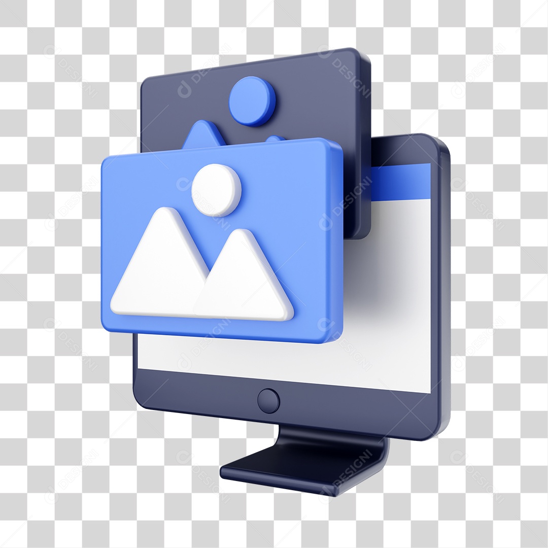 Função de Computador Galeria Elemento 3D para Composição PNG Transparente