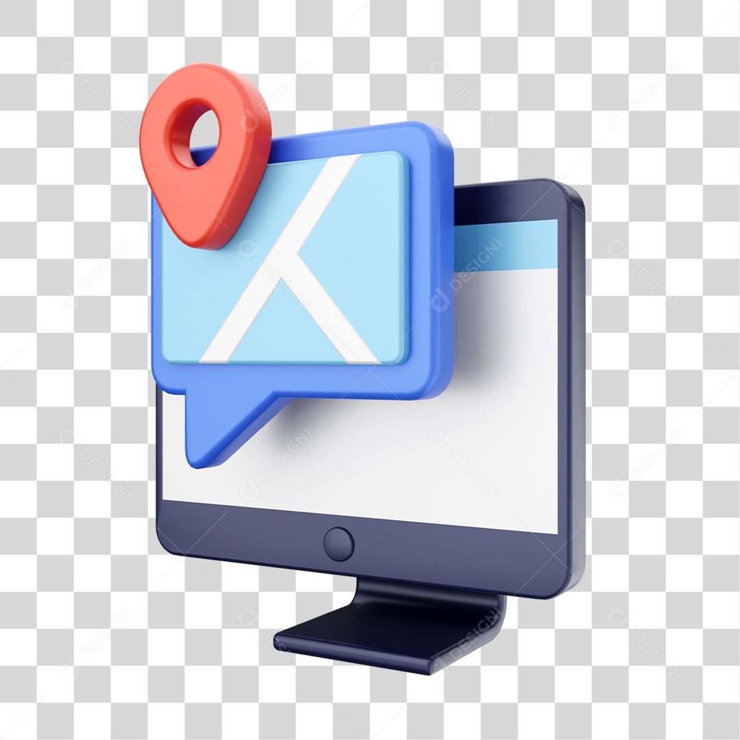 Função de Computador Mapa de Localização Elemento 3D para Composição PNG Transparente