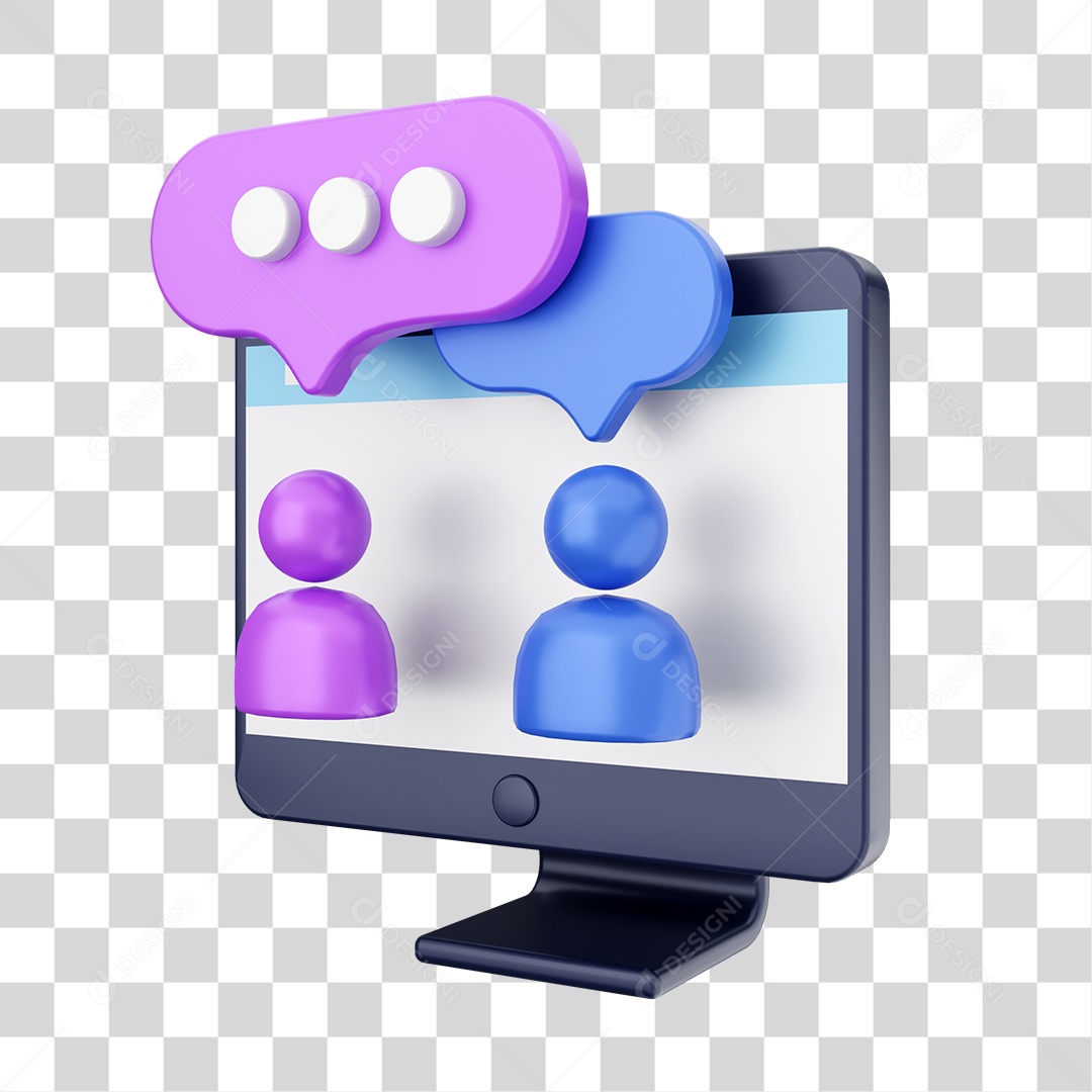 Função de Computador Usuários em Bate Papo Elemento 3D para Composição PNG Transparente