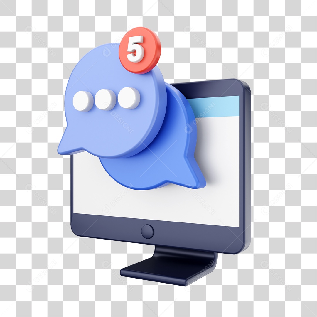 Função de Computador Bate Papo de Conversa Elemento 3D para Composição PNG Transparente