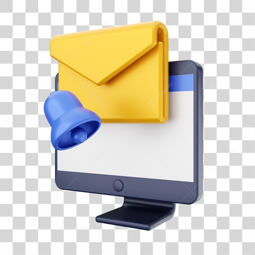 Função de Computador Envelope Envios Notificação Elemento 3D para Composição PNG Transparente