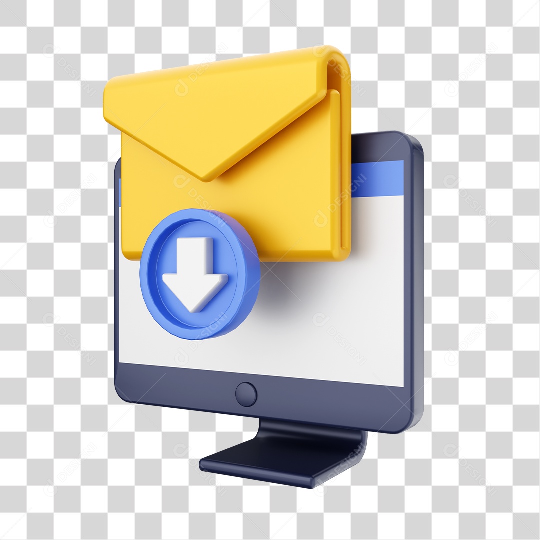 Função de Computador E-mail Download Elemento 3D para Composição PNG Transparente