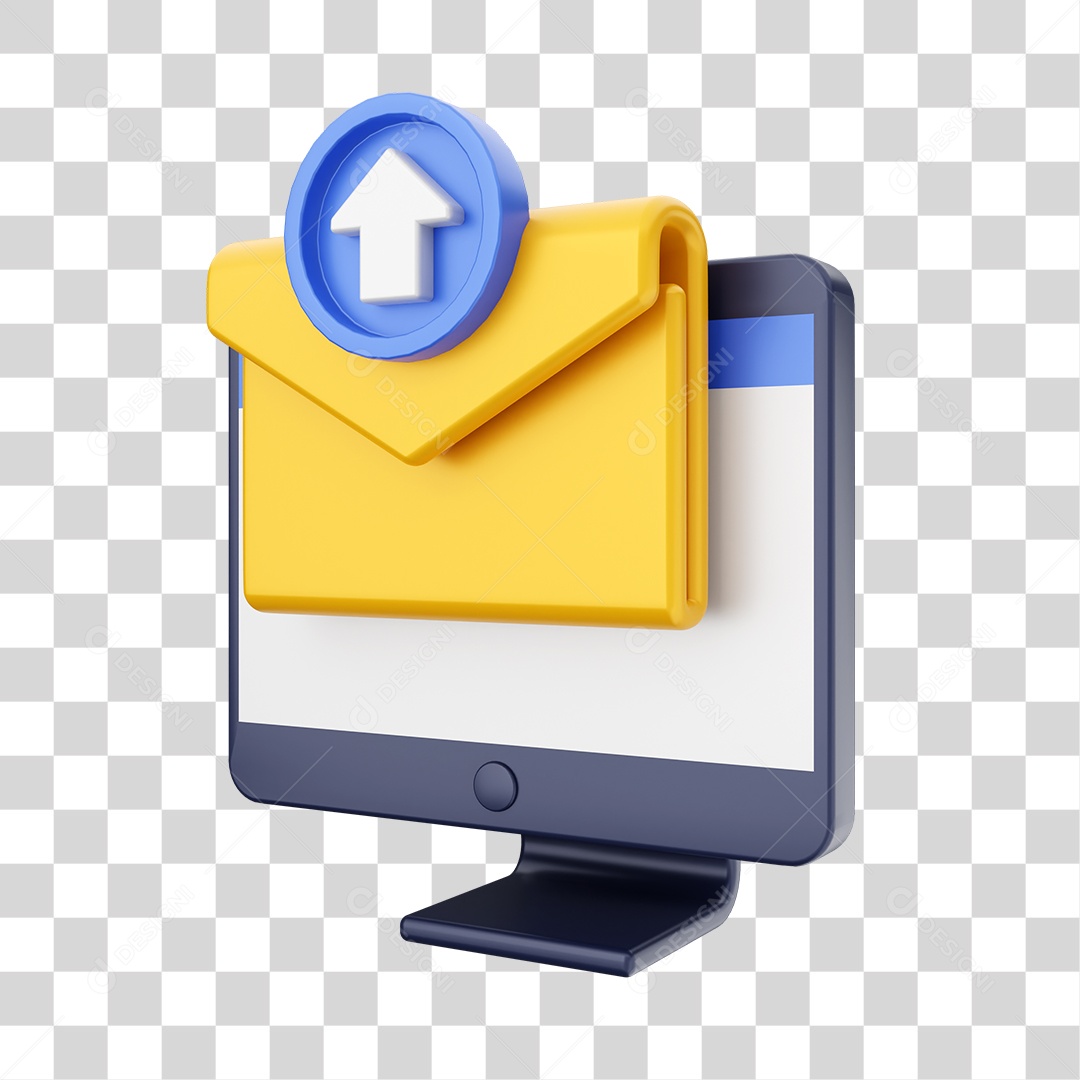 Função de Computador Envelope Enviar Elemento 3D para Composição PNG Transparente