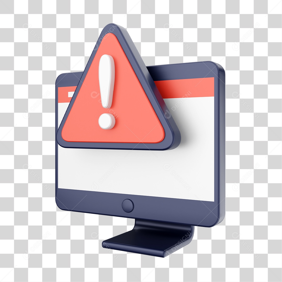 Função de Computador Alerta de Perigo Elemento 3D para Composição PNG Transparente
