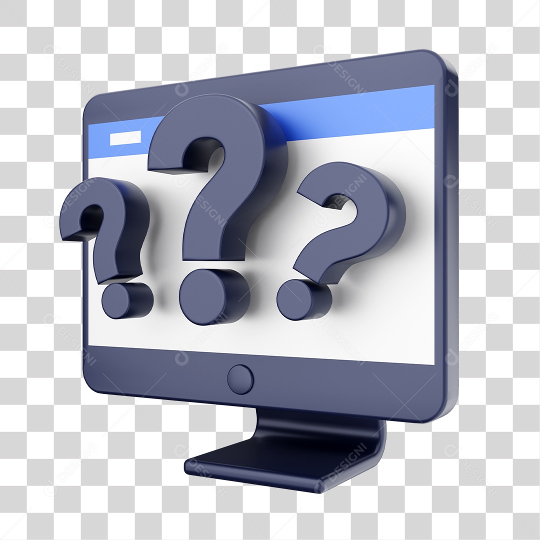 Função de Computador Perguntas Elemento 3D para Composição PNG Transparente