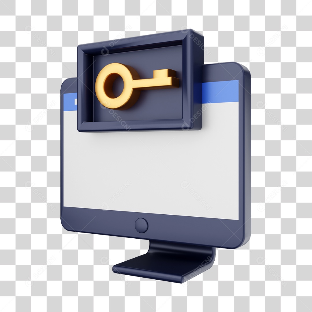 Função de Computador Chave de Segurança Elemento 3D para Composição PNG Transparente