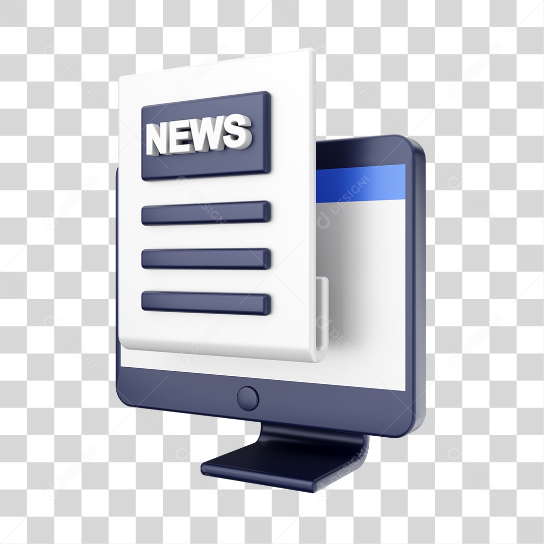 Função de Computador News Elemento 3D para Composição PNG Transparente