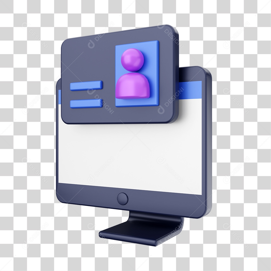 Função de Computador Cartão de Usuário Elemento 3D para Composição PNG Transparente