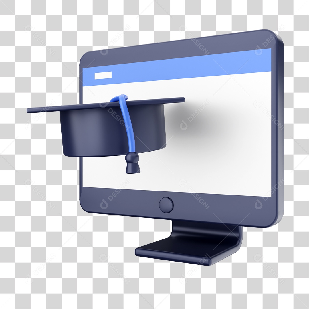 Função de Computador Chapéu de Formatura Elemento 3D para Composição PNG Transparente