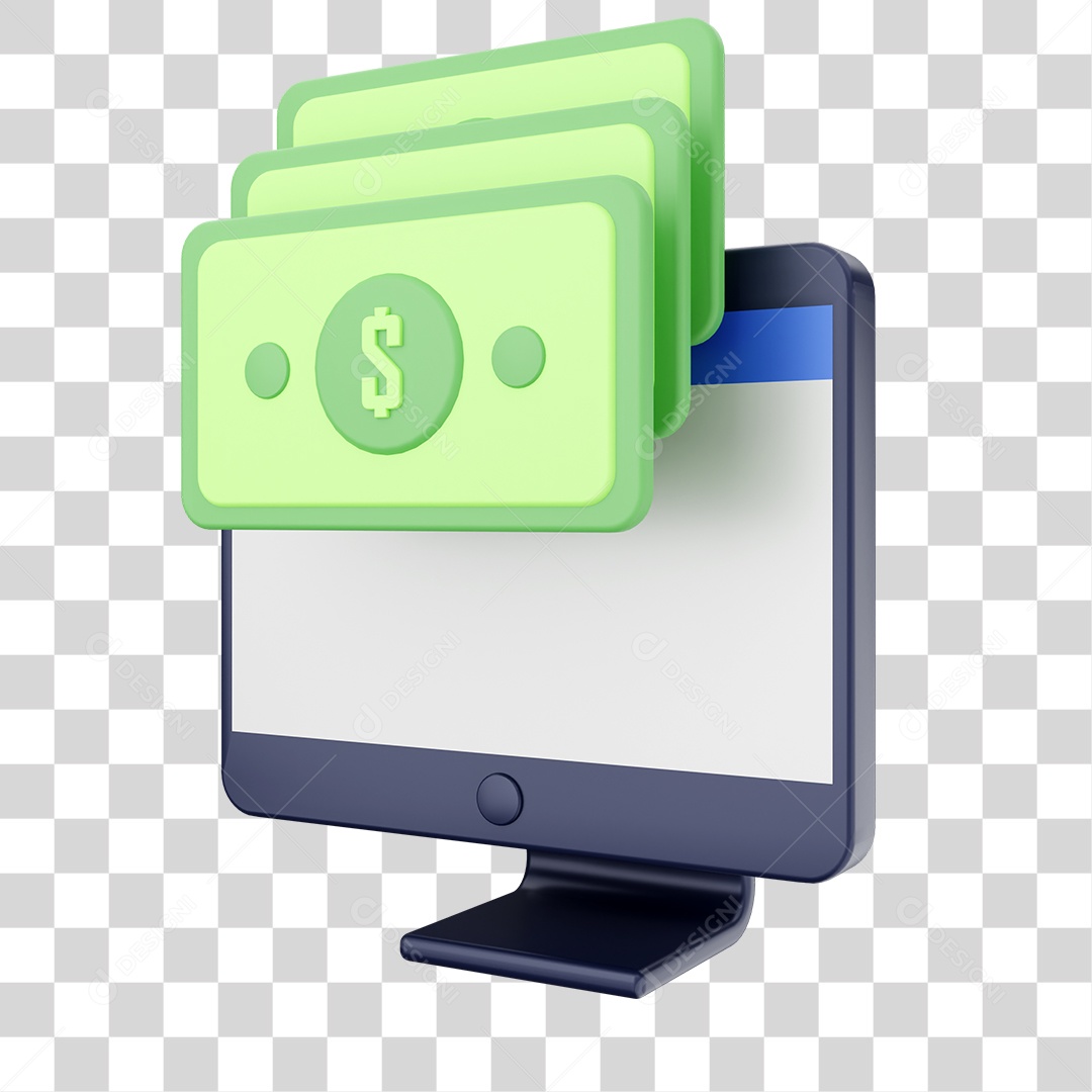Função de Computador Cédulas de Dinheiro Elemento 3D para Composição PNG Transparente