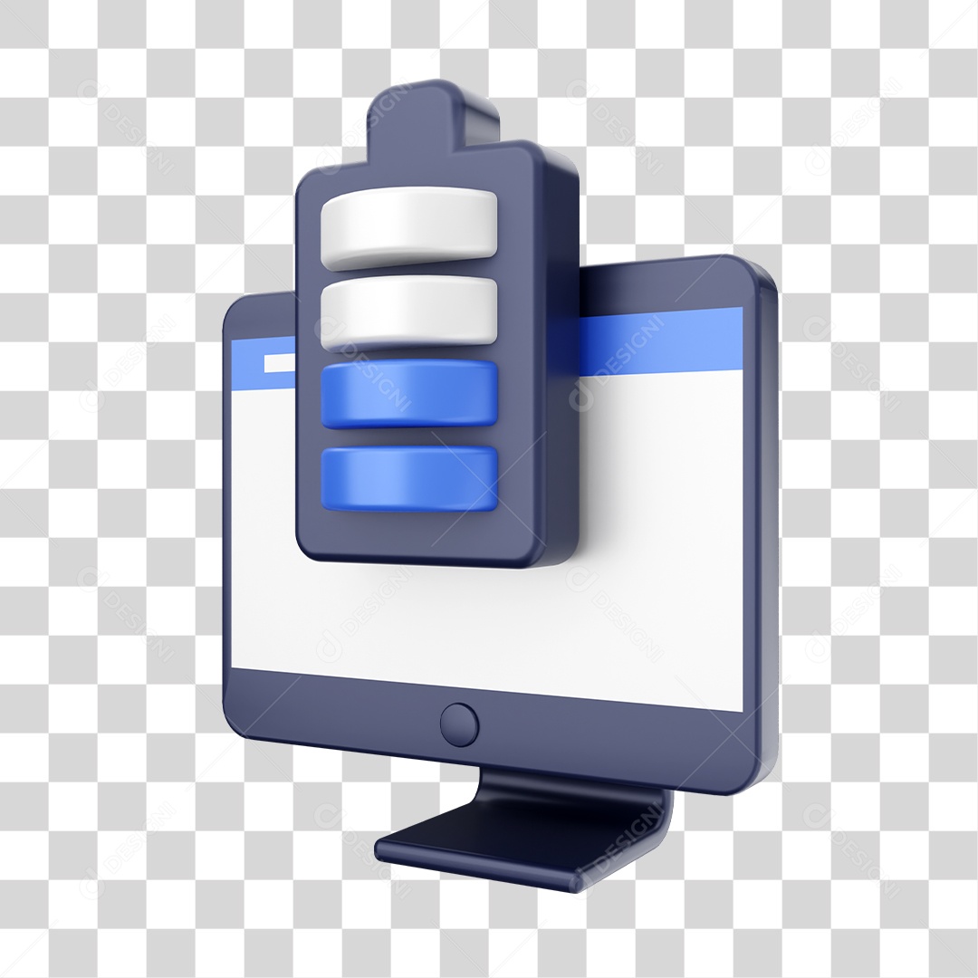 Função de Computador Bateria Elemento 3D para Composição PNG Transparente