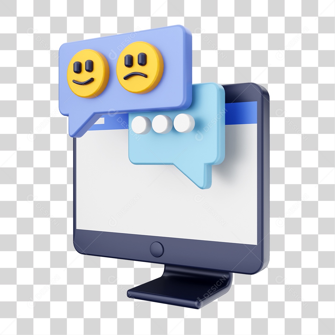 Função de Computador Emoji Bate Papo Elemento 3D para Composição PNG Transparente