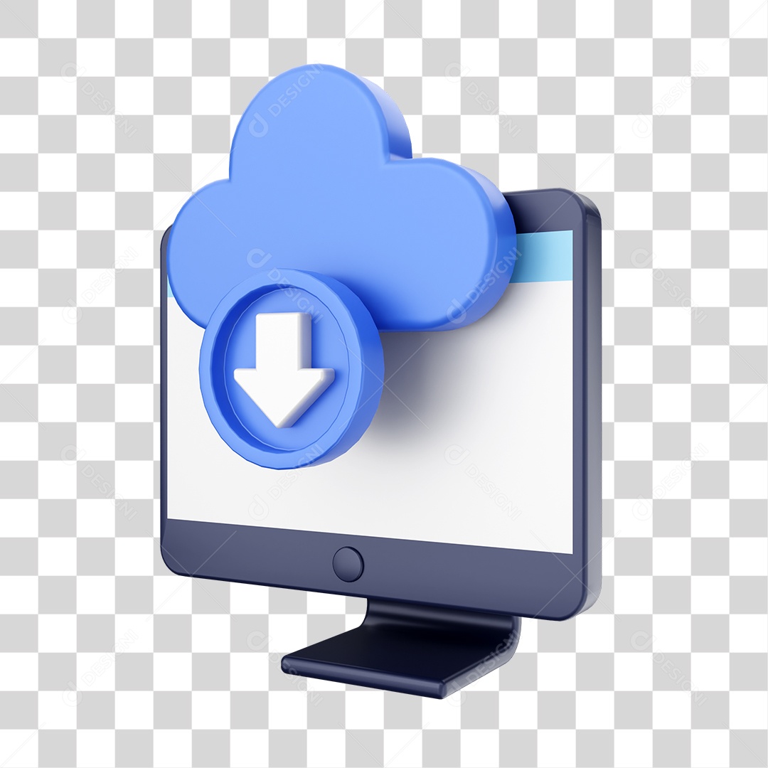 Função de Computador Download da Nuvem Elemento 3D para Composição PNG Transparente