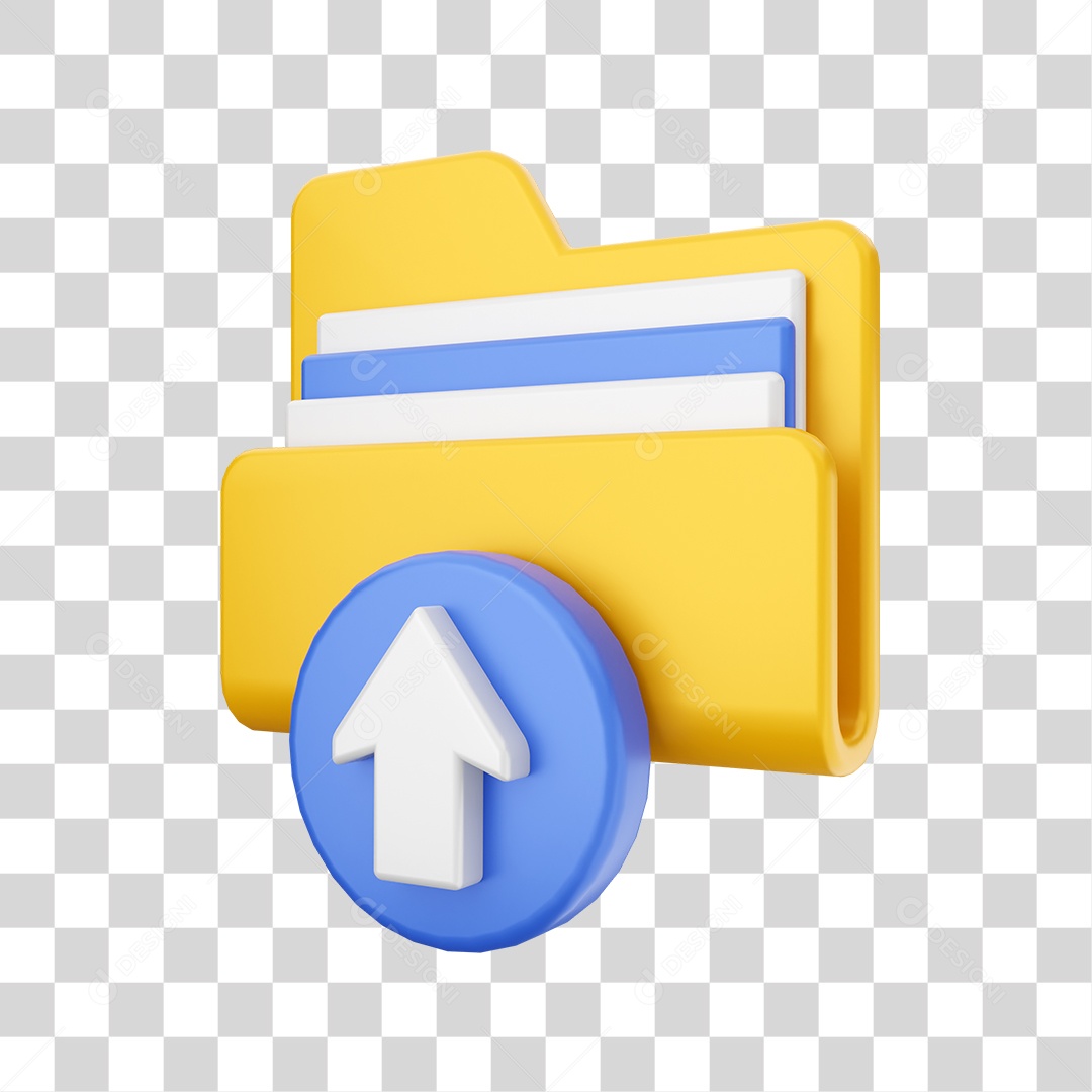 Pasta de Arquivo Com Ícone de Enviar Elemento 3D PNG Transparente