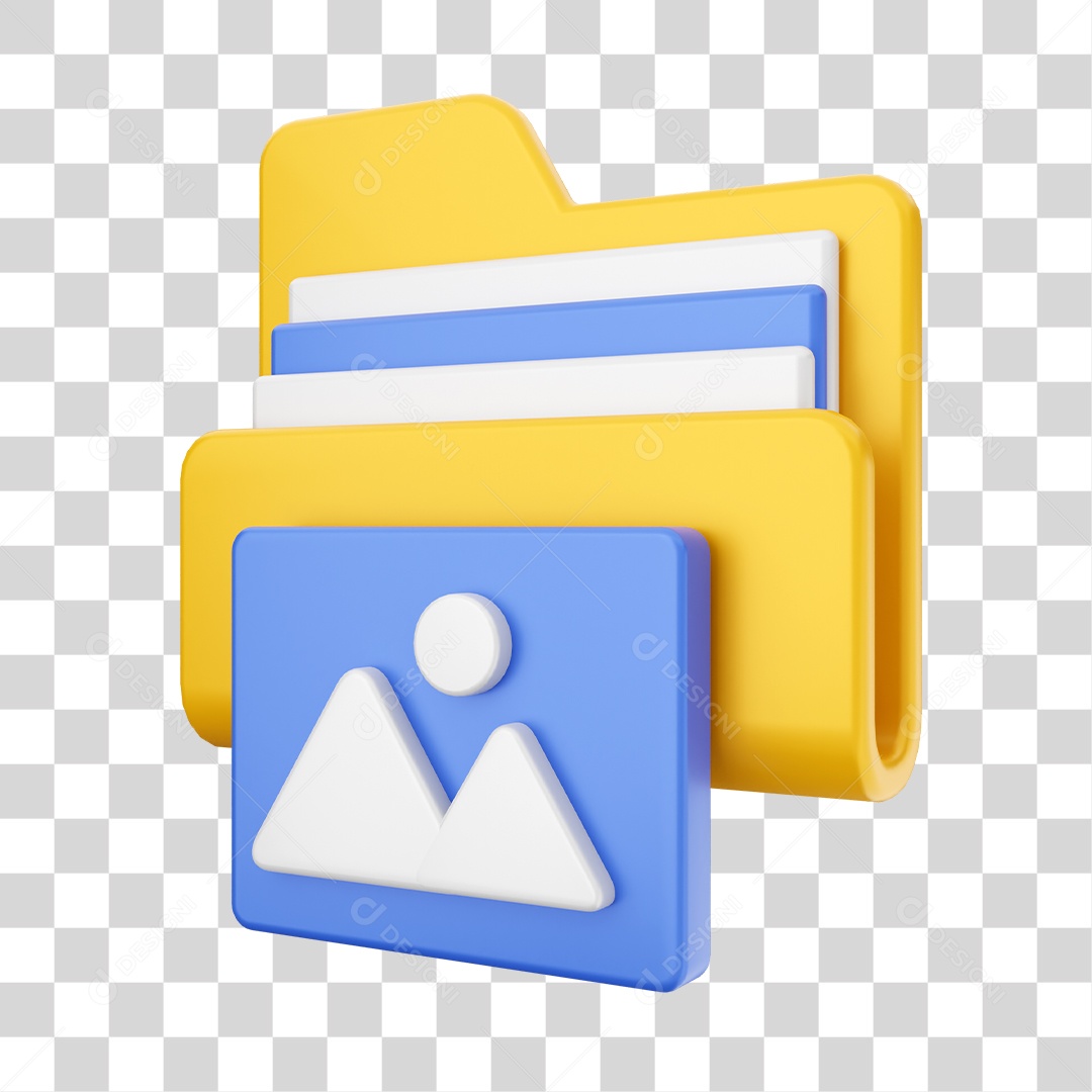 Pasta de Arquivo Com Ícone de Galeria Elemento 3D PNG Transparente