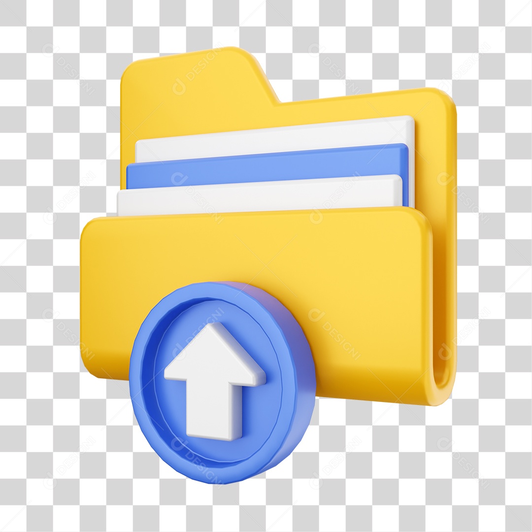Pasta de Arquivo Com Ícone de Upload Elemento 3D PNG Transparente
