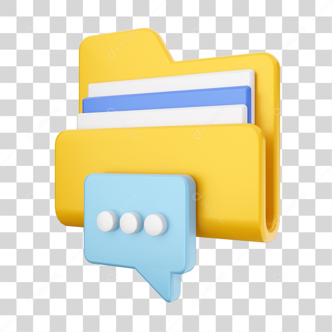 Pasta de Arquivo Com Ícone de Bate Papo de Conversa Elemento 3D PNG Transparente