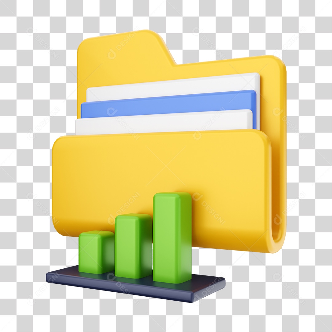 Pasta de Arquivo Com Ícone de Gráfico Elemento 3D PNG Transparente