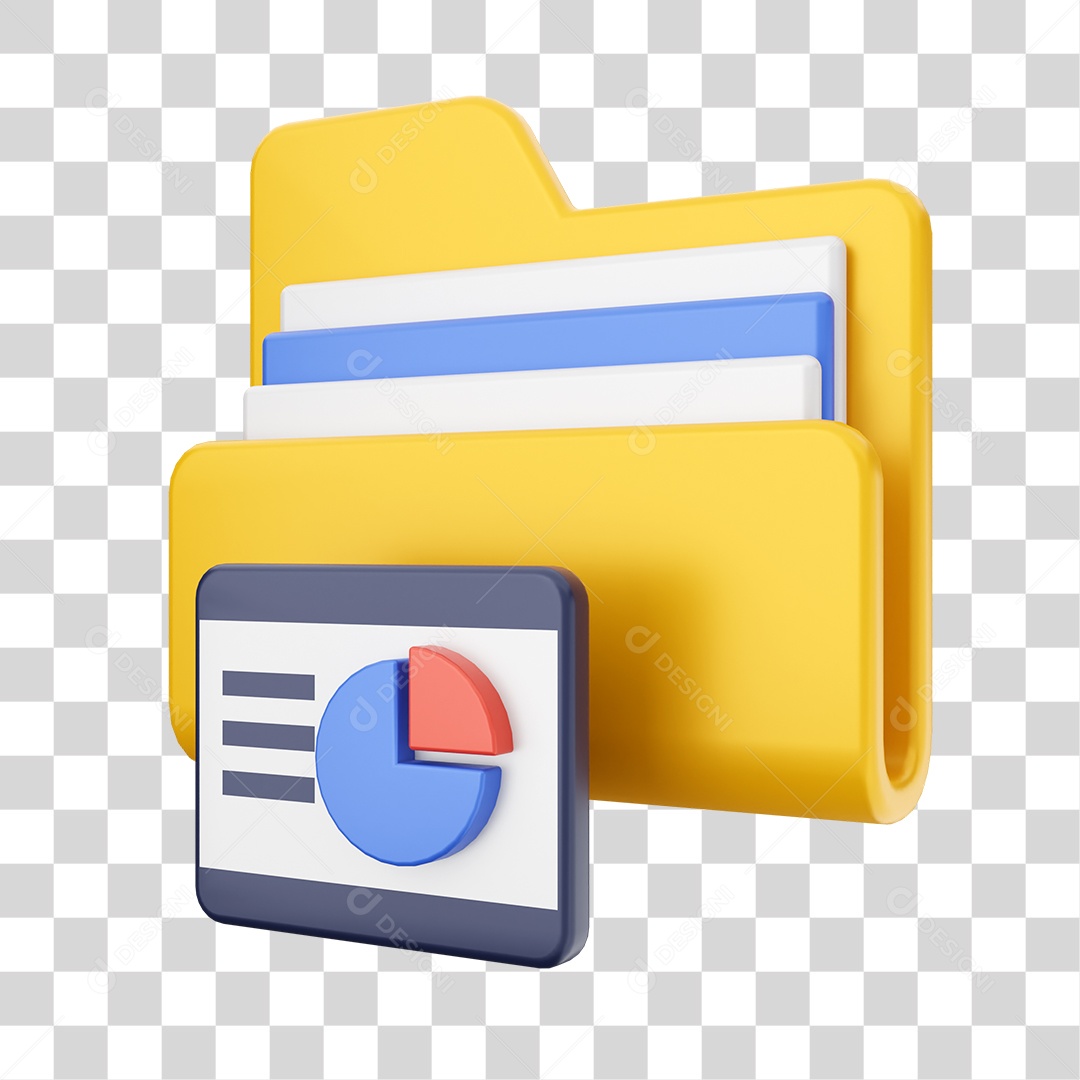 Pasta de Arquivo Com Ícone de Gráfico Elemento 3D PNG Transparente