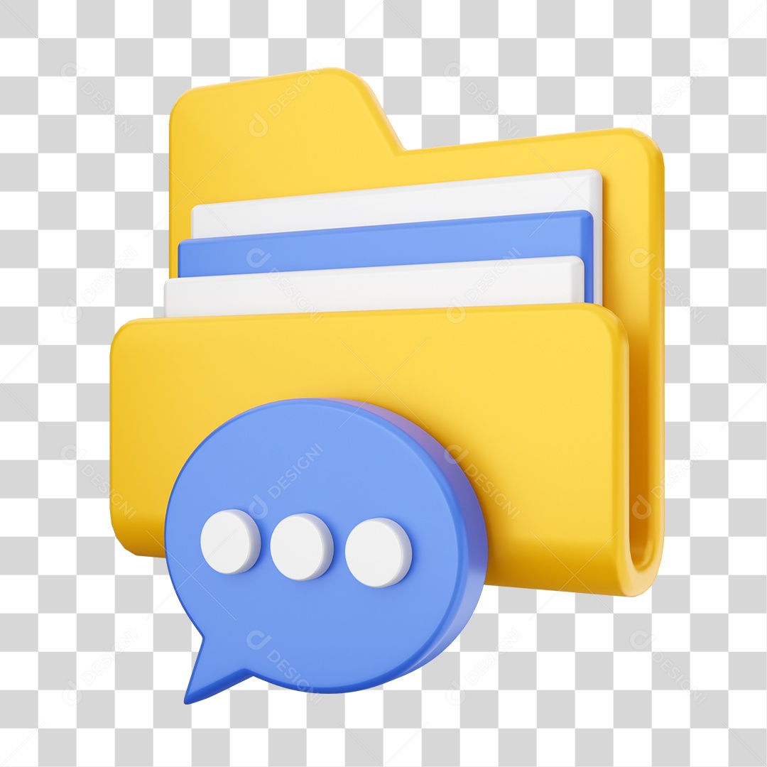 Pasta de Arquivo Com Ícone de Bate Papo de Conversa Elemento 3D PNG Transparente