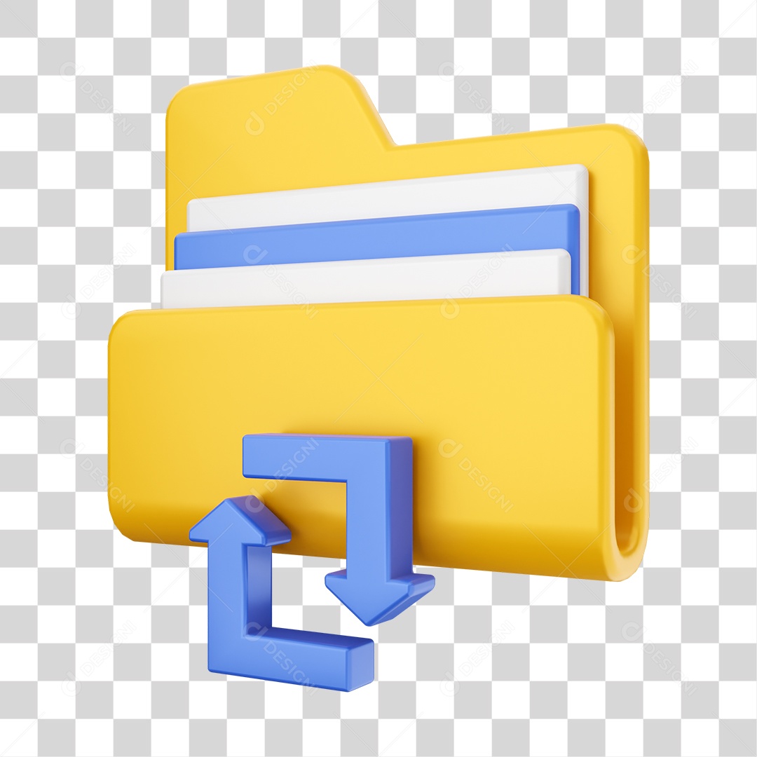 Pasta de Arquivo Com Ícone de Update Elemento 3D PNG Transparente