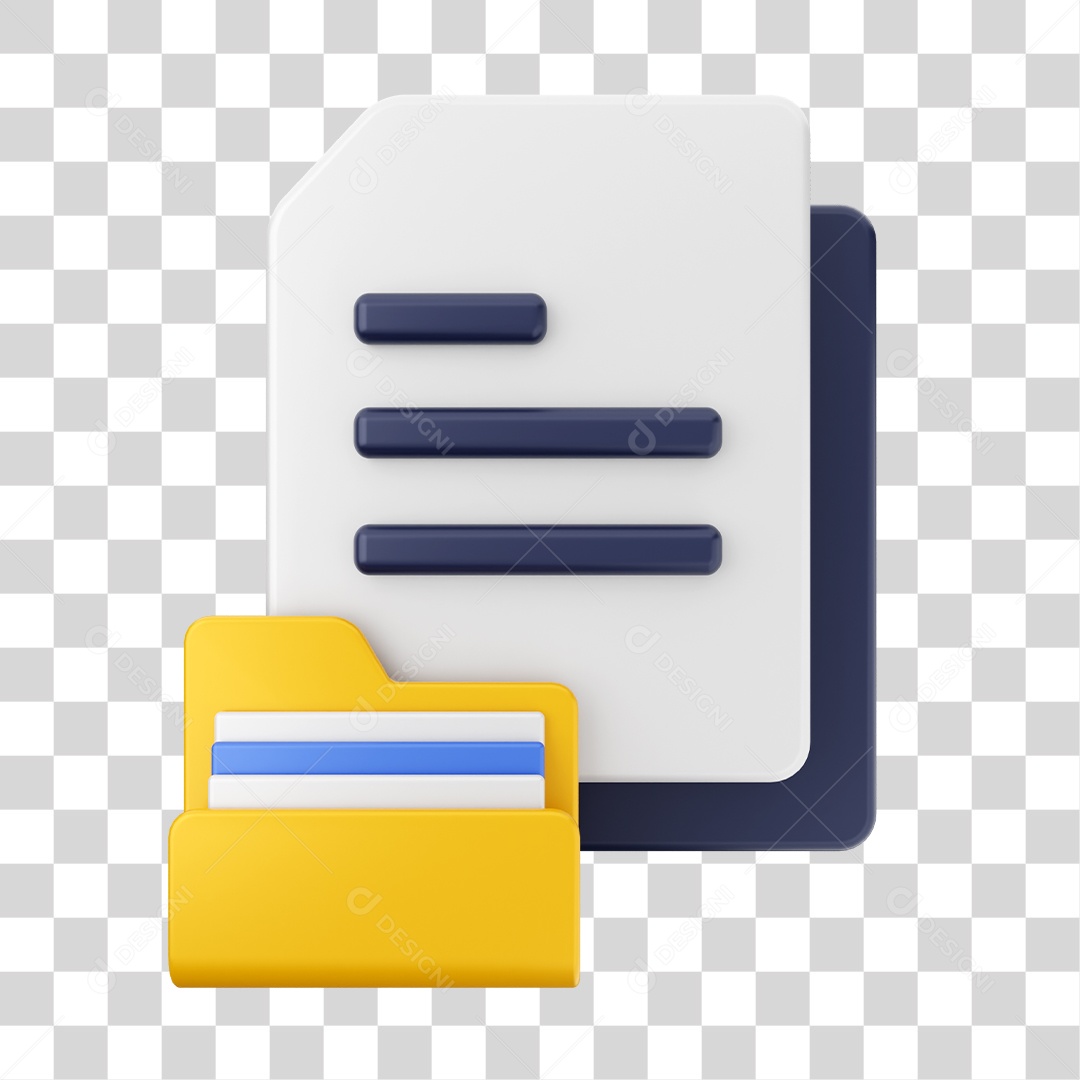 Documentos e Arquivos Elemento 3D PNG Transparente