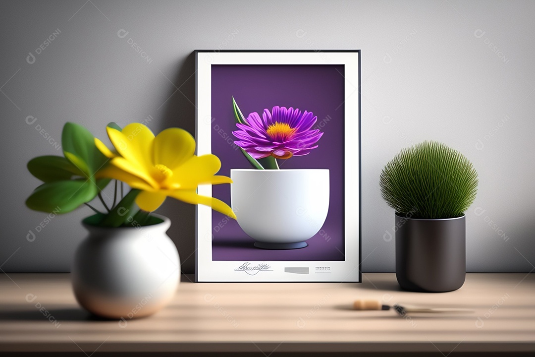 Ilustração decoração de mesa de madeira