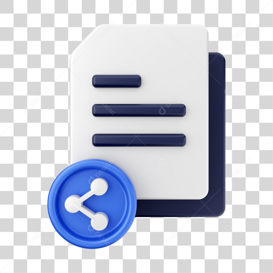 Documentos e Arquivos Com Ícone de Compartilhamento Elemento 3D PNG Transparente